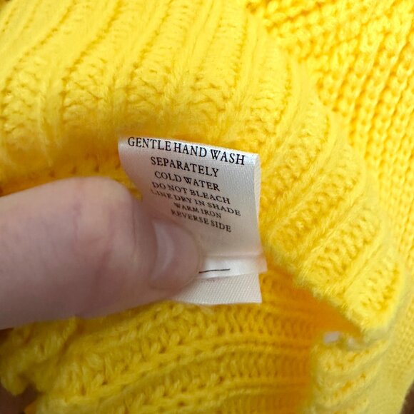 NWT Anjeanette Puff Sleeve Quarter Zip Sweater in Yellow / Medium - Picture 6 of 8